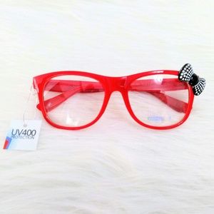 (NEW)! Cute! Clear Red Glasses w/ Bow! :-)